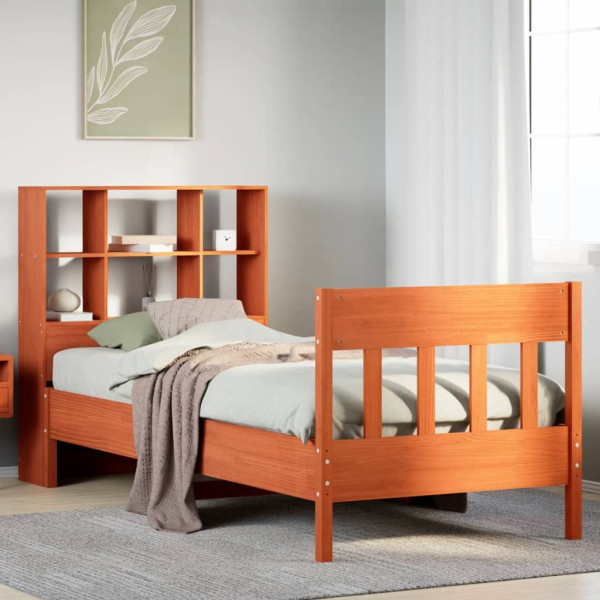 Estructura de cama sin colchón madera maciza marrón 75x190 cm Estructura de cama sin colchón madera maciza marrón 75x190 cm D