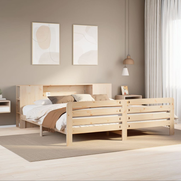 Estructura de cama sin colchón madera maciza de pino 200x200 cm Estructura de cama sin colchón madera maciza de pino 200x200 cm D