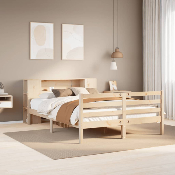Cama con estantería sin colchón madera maciza de pino 140x200cm Cama con estantería sin colchón madera maciza de pino 140x200cm D
