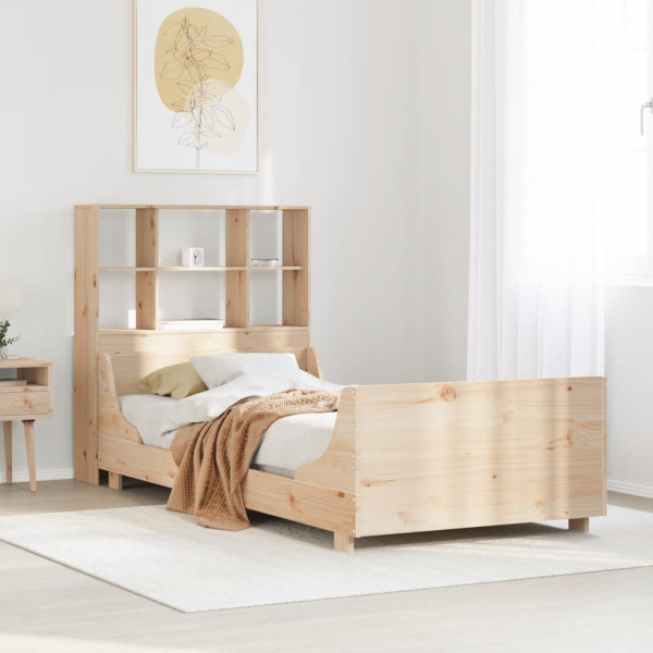 Cama con estantería sin colchón madera maciza 100x200 cm Cama con estantería sin colchón madera maciza 100x200 cm D