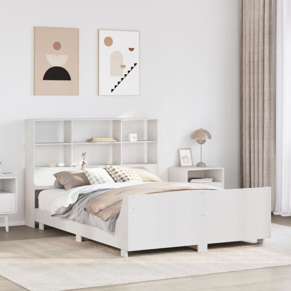 Estructura de cama sin colchón madera de pino blanca 150x200 cm D
