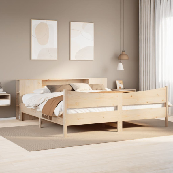 Estructura de cama sin colchón madera maciza de pino 200x200 cm D