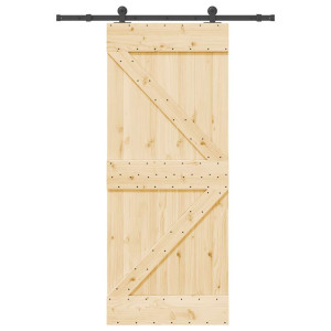 Puerta corredera con herrajes madera maciza de pino 85x210 cm D