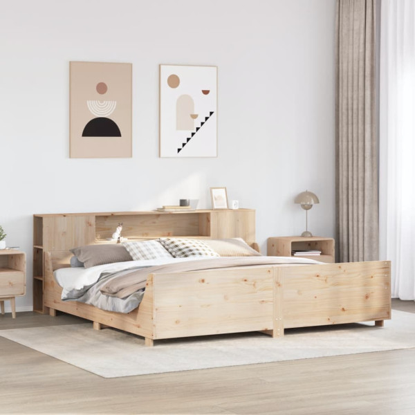 Estructura de cama sin colchón madera maciza de pino 200x200 cm Estructura de cama sin colchón madera maciza de pino 200x200 cm D