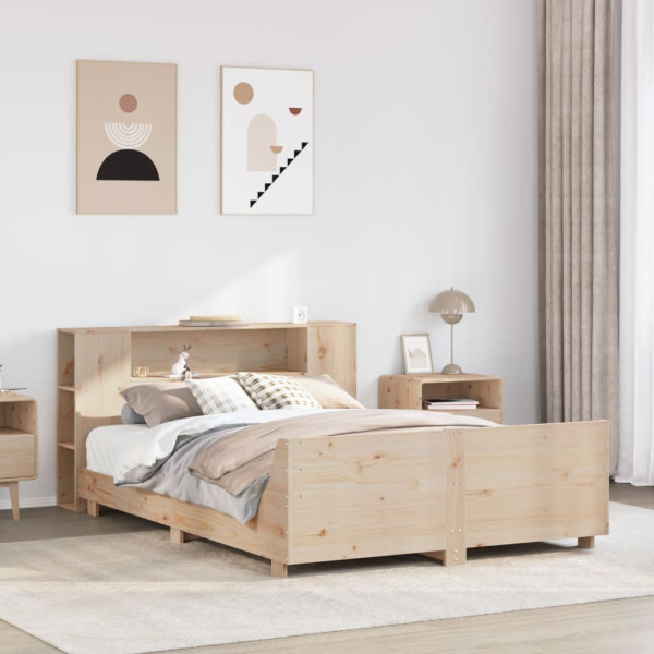 Estructura de cama sin colchón madera maciza de pino 160x200 cm Estructura de cama sin colchón madera maciza de pino 160x200 cm D