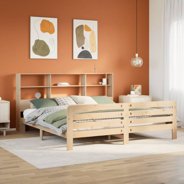 Estructura de cama sin colchón madera maciza de pino 200x200 cm Estructura de cama sin colchón madera maciza de pino 200x200 cm D
