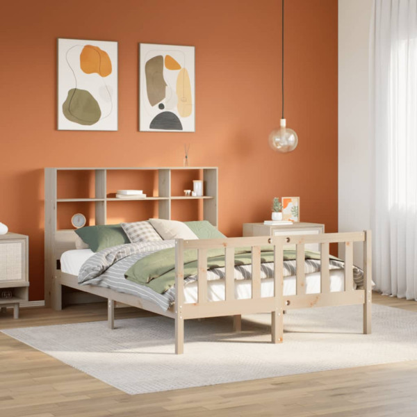 Cama con estantería sin colchón madera maciza de pino 150x200cm D