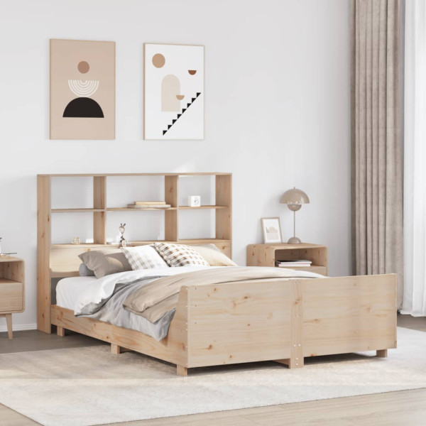 Estructura de cama sin colchón madera de pino blanco 150x200 cm Estructura de cama sin colchón madera de pino blanco 150x200 cm D