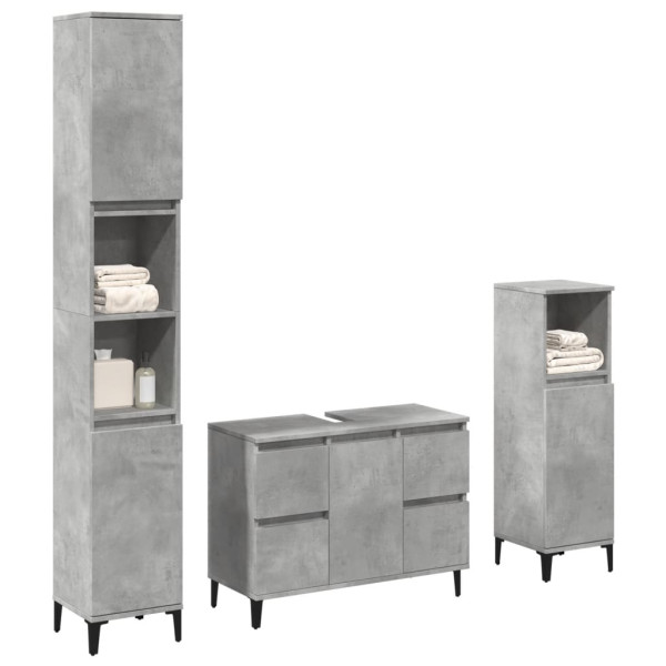 Set muebles de baño 2 piezas madera contrachapada gris hormigón Set muebles de baño 2 piezas madera contrachapada gris hormigón D