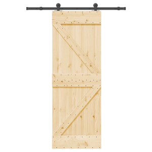 Puerta corredera con herrajes madera maciza de pino 70x210 cm D