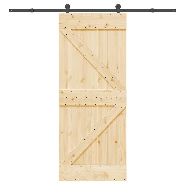 Puerta corredera con herrajes madera maciza de pino 85x210 cm D