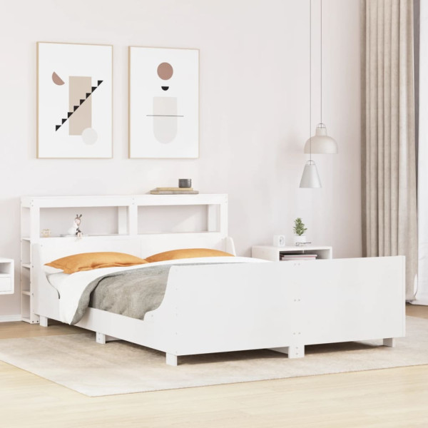 Estructura de cama sin colchón madera de pino blanca 140x200 cm Estructura de cama sin colchón madera de pino blanca 140x200 cm D
