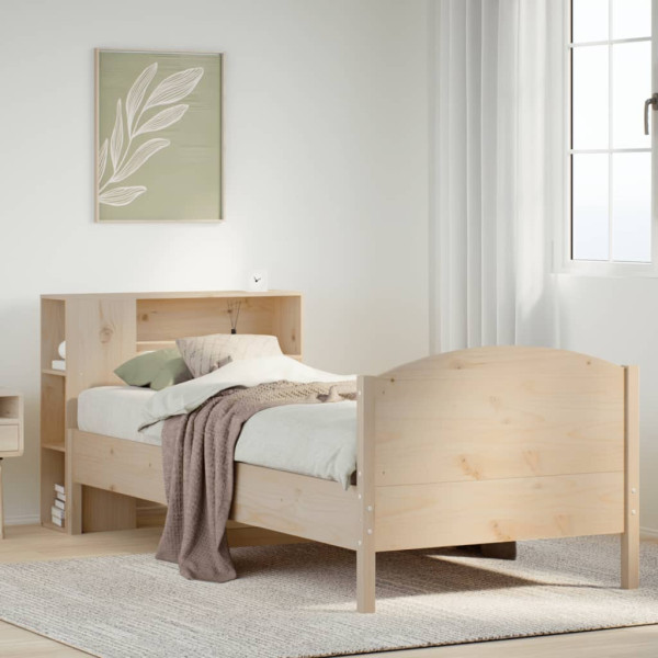 Cama con estantería sin colchón madera maciza de pino 100x200cm Cama con estantería sin colchón madera maciza de pino 100x200cm D