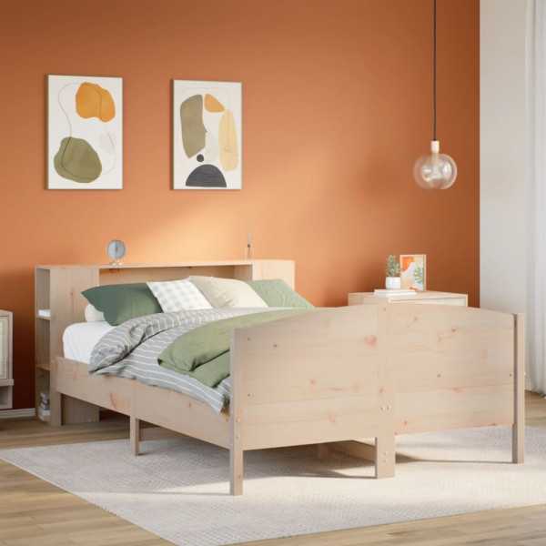 Cama con estantería sin colchón madera maciza de pino 120x200cm Cama con estantería sin colchón madera maciza de pino 120x200cm D