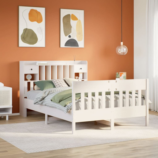 Estructura de cama sin colchón madera maciza de pino 160x200 cm Estructura de cama sin colchón madera maciza de pino 160x200 cm D