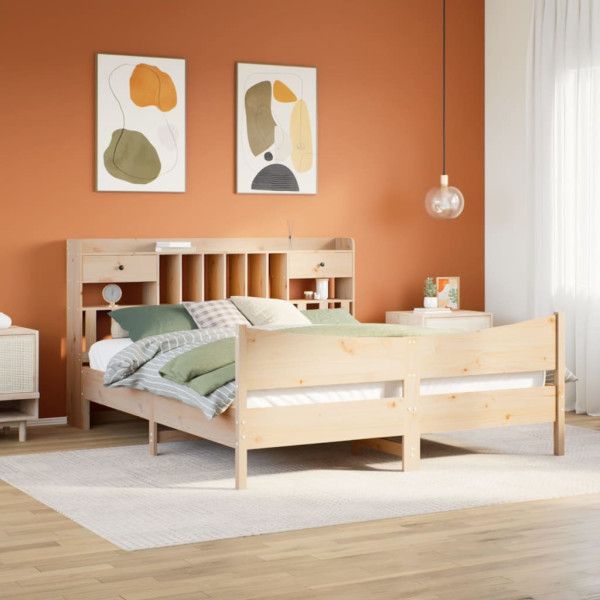 Estructura de cama sin colchón madera maciza de pino 200x200 cm D