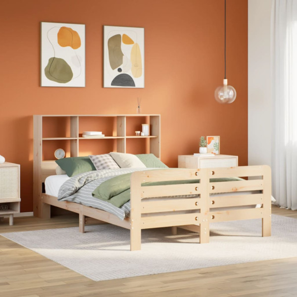 Estructura de cama sin colchón madera de pino blanco 150x200 cm Estructura de cama sin colchón madera de pino blanco 150x200 cm D