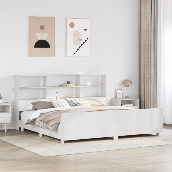 Cama sin colchón madera maciza de pino blanca 180x200 cm D