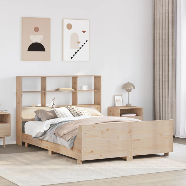 Estructura de cama sin colchón madera maciza de pino 160x200 cm Estructura de cama sin colchón madera maciza de pino 160x200 cm D