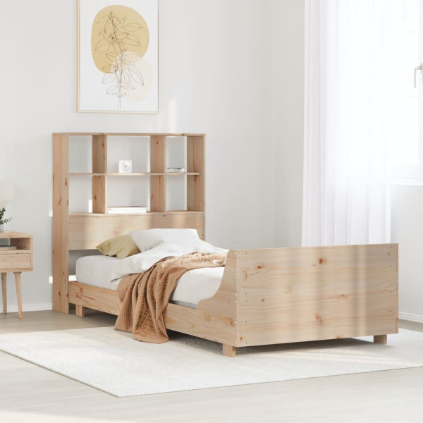 Estructura de cama sin colchón madera maciza de pino 100x200 cm Estructura de cama sin colchón madera maciza de pino 100x200 cm D