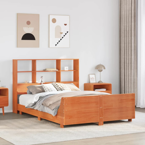 Estructura de cama sin colchón madera maciza marrón 135x190 cm Estructura de cama sin colchón madera maciza marrón 135x190 cm D