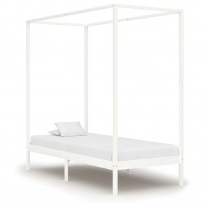 Estrutura de cama com formigueiro madeira maciça pinho branco 100x200 cm D