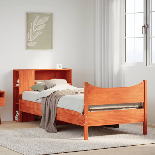 Estructura de cama sin colchón madera maciza marrón 75x190 cm Estructura de cama sin colchón madera maciza marrón 75x190 cm D