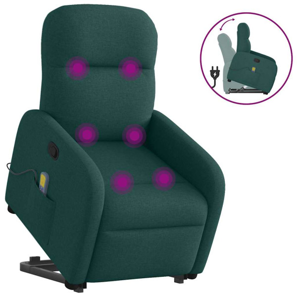 Silla de masaje reclinable de pie de tela verde oscura D