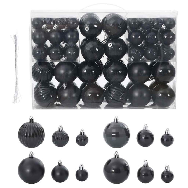 Bolas de Natal 100 unidades pretas Ø3/4/6 cm D