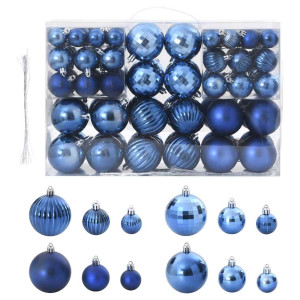 Bolas de Navidad 100 unidades azul Ø3/4/6 cm D