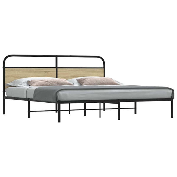 Estructura de cama sin colchón metal roble Sonoma 193x203 cm Estructura de cama sin colchón metal roble Sonoma 193x203 cm D