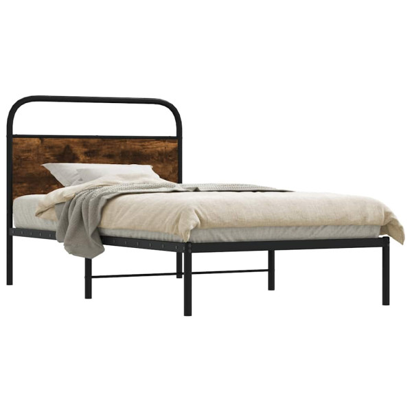 Estructura de cama sin colchón 100x200 cm madera roble ahumado Estructura de cama sin colchón 100x200 cm madera roble ahumado D