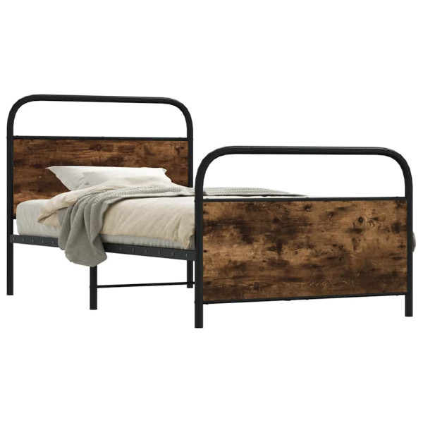 Estructura de cama sin colchón 90x190 cm madera roble ahumado Estructura de cama sin colchón 90x190 cm madera roble ahumado D
