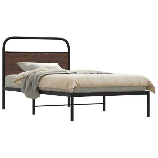 Estructura de cama sin colchón 107x203 cm madera marrón roble Estructura de cama sin colchón 107x203 cm madera marrón roble D