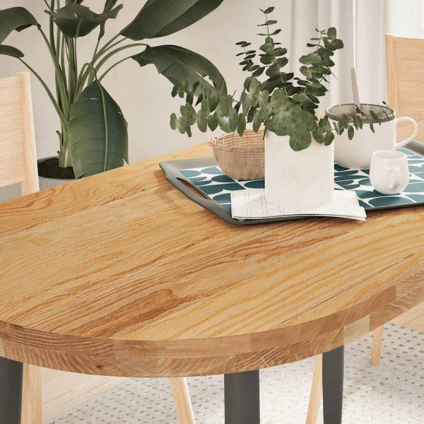 Tablero de mesa ovalado madera maciza de roble 120x60x4 cm D