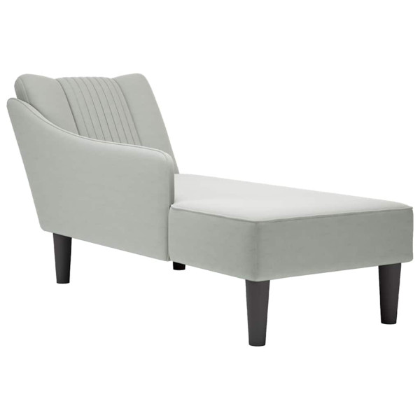 Chaise longue con reposabrazos derecho terciopelo gris claro D