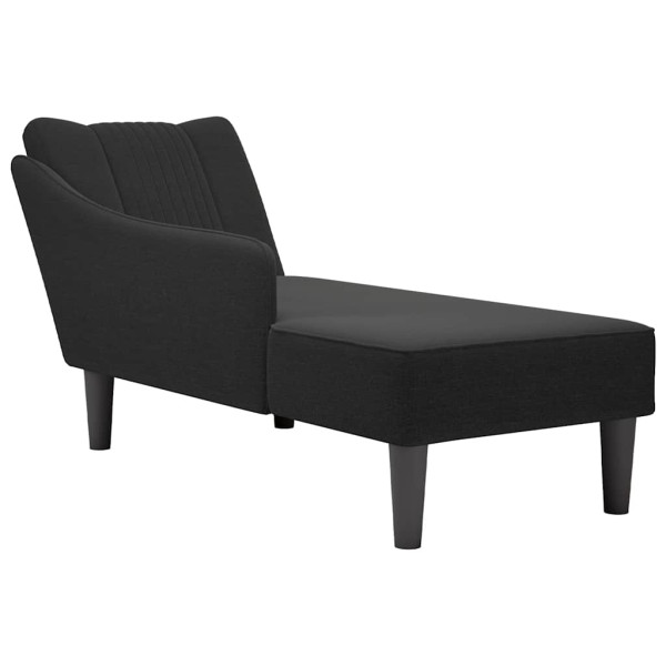 Chaise longue con reposabrazos derecho tela negra D