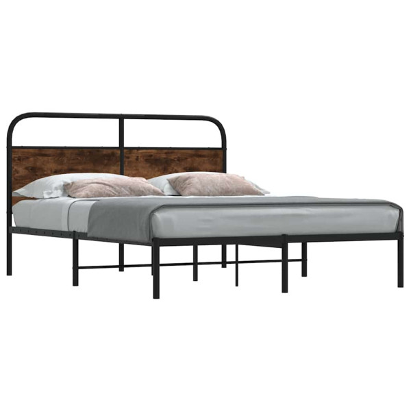 Estructura de cama sin colchón 150x200 cm madera roble ahumado D