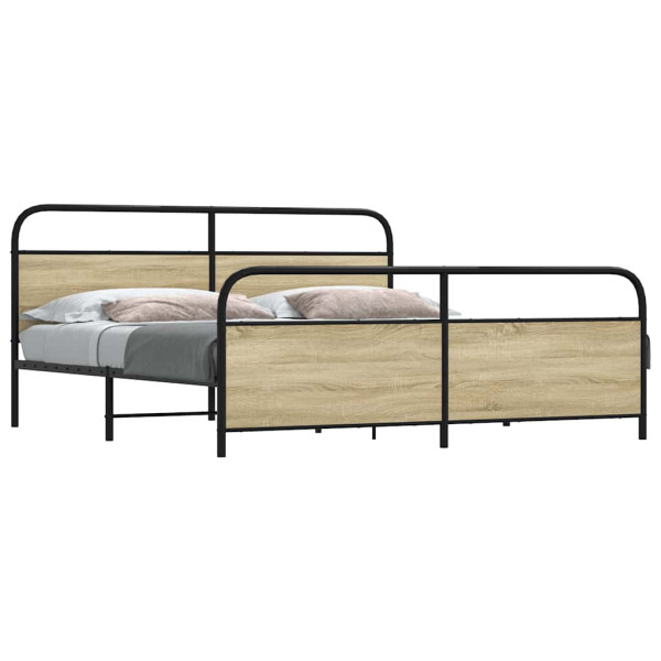 Estructura de cama sin colchón metal roble Sonoma 180x200 cm Estructura de cama sin colchón metal roble Sonoma 180x200 cm D