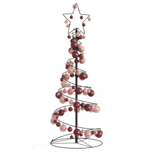 VidaXL Cono de luz para árbol de Navidad con bolas 80 LED 120 cm D