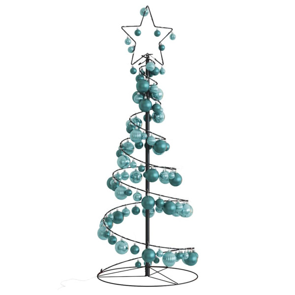 VidaXL Cono de luz para árbol de Navidad con bolas 80 LED 120 cm D