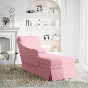 Chaise lounge c/ reforço/apoio de braços direito veludo rosa H