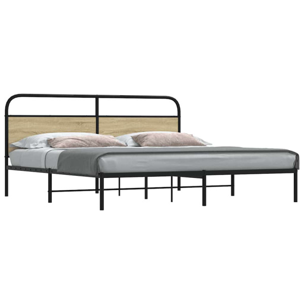 Estructura de cama sin colchón metal roble Sonoma 180x200 cm Estructura de cama sin colchón metal roble Sonoma 180x200 cm D