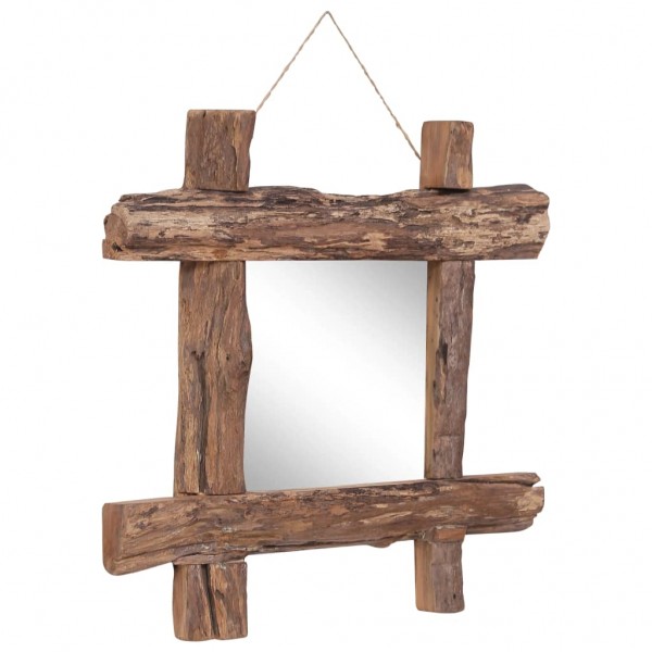 Espejo de troncos de madera maciza reciclada natural 50x50 cm D