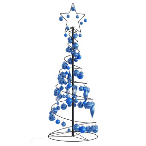 VidaXL Cono de luz para árbol de Navidad con bolas 80 LED 120 cm D