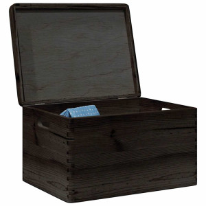 Caja de madera con tapa y asas madera maciza pino 40x30x23 cm D