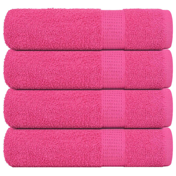 Toallas de ducha 4 uds 100% algodón rosa 70x140 cm 360 gsm D