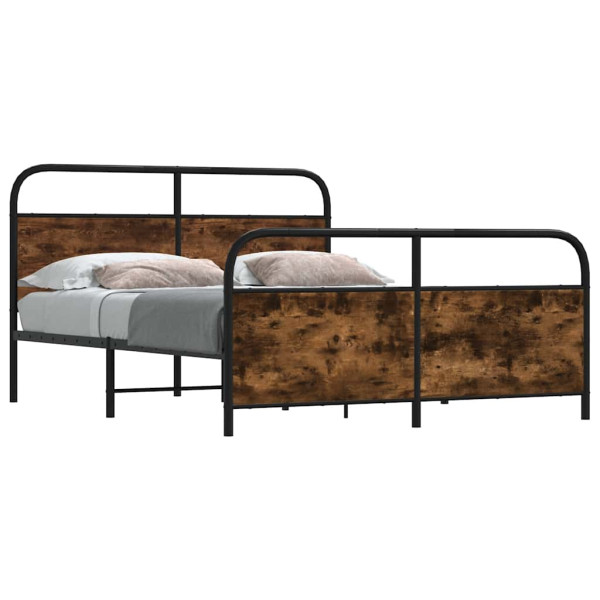 Estructura de cama sin colchón metal roble ahumado 183x213 cm Estructura de cama sin colchón metal roble ahumado 183x213 cm D