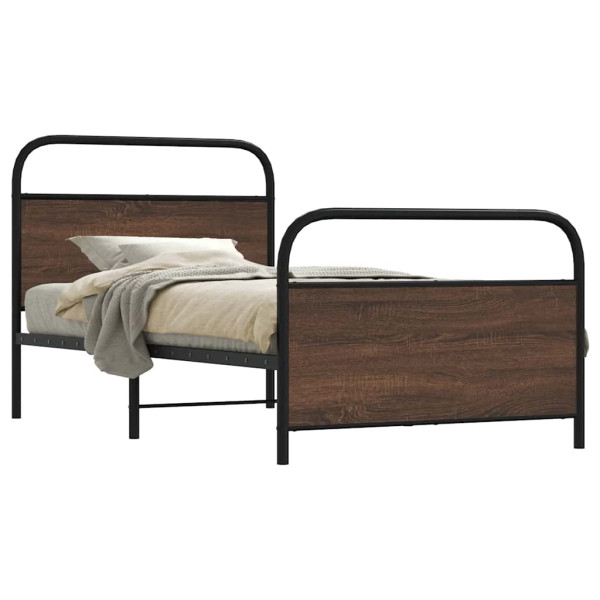 Estructura de cama sin colchón 100x190 cm madera marrón roble Estructura de cama sin colchón 100x190 cm madera marrón roble D