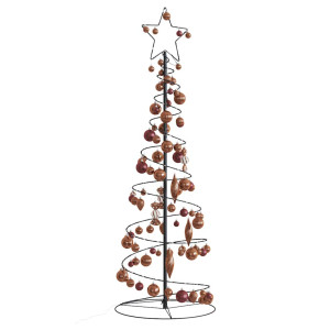 VidaXL Cono de luz para árbol de Navidad con bolas 100 LED 150 cm D